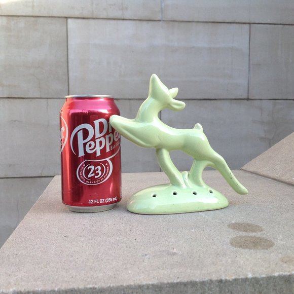 Art Deco Flower Frog ~ Green Gazelle Sprinting 6" - Picture 12 of 15